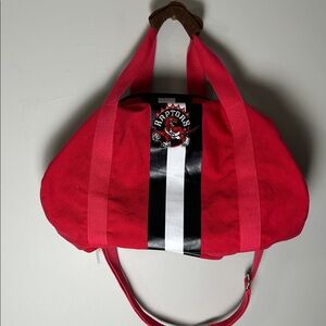 Toronto Raptors Red Canvas Duffel Bag with Stripe
